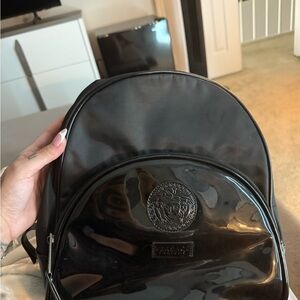 Versace Black Glossy Backpack
